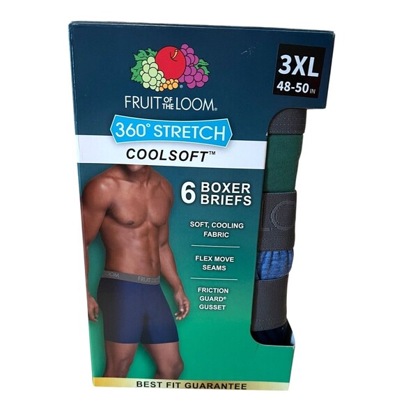 Fruit of the Loom Men's 360 Stretch Performance Boxer Briefs  NWT  6-pk  asst - Picture 8 of 10
